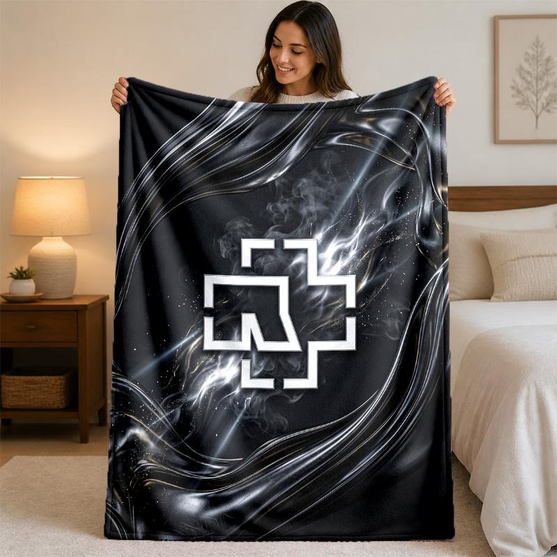 Rammstein Print Flannel Blanket Cozy Lightweight Plush Throw Blanket For Bed Sofa Household Use