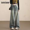 Beautiful Wardrobe Women's High-Waist Striped Wide-Leg Jeans