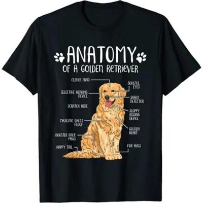 Zabawna Koszulka z Anatomią Psa Golden Retriever dla Miłośników
