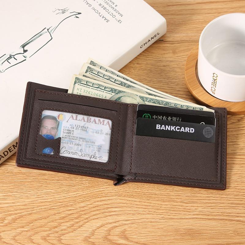 JA new men's wallet short multi-card large-capacity lychee pattern casual wallet straight