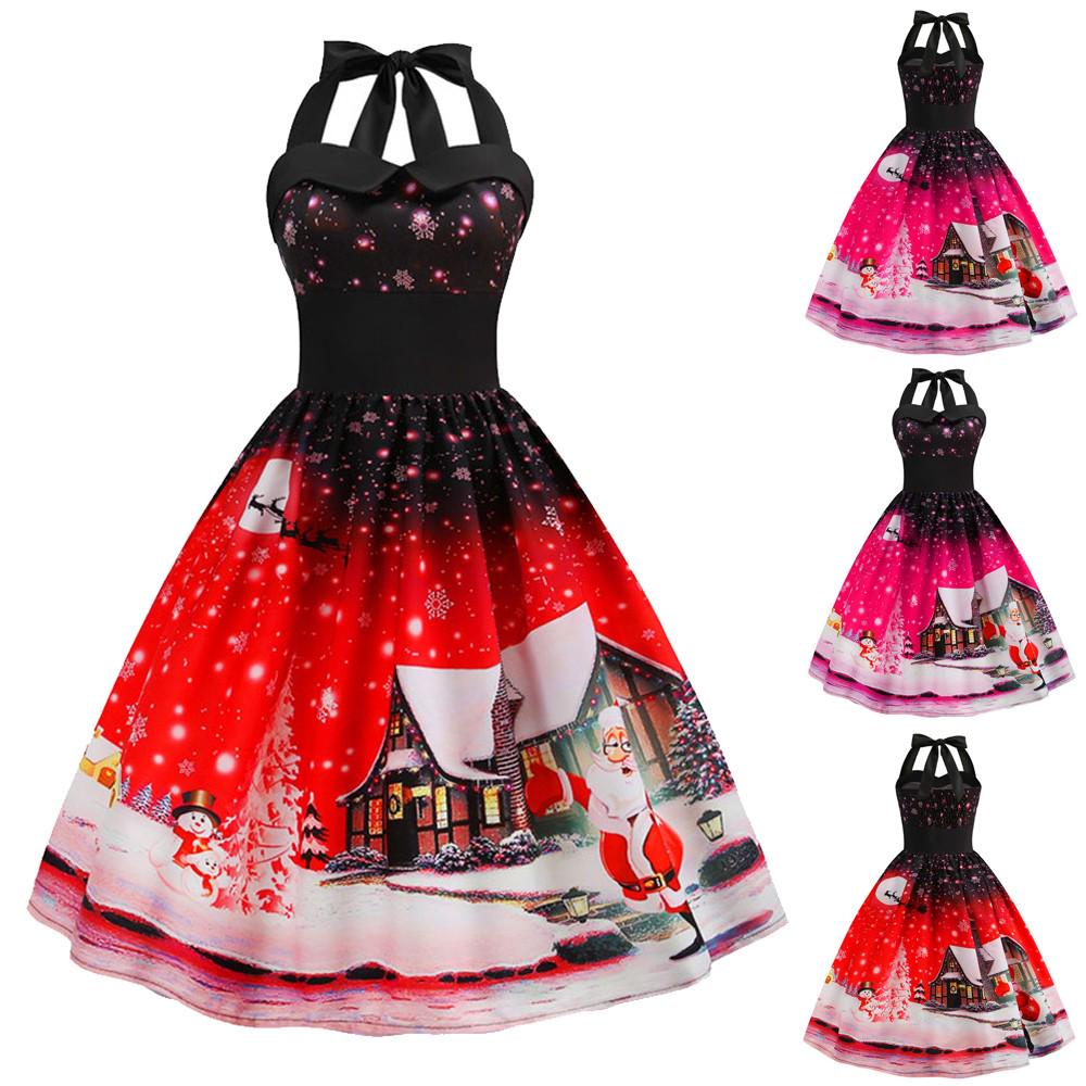 

Женское винтажное рождественское платье с бретельками без рукавов для выпускного вечера