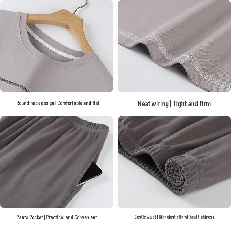 Lonsa Herren Sommer-Pyjama-Set aus reiner Baumwolle
