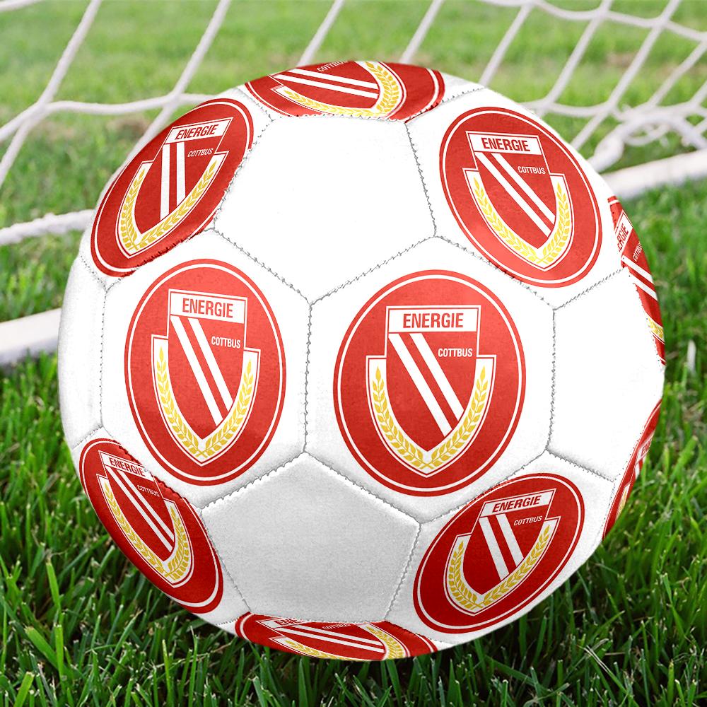 Energie Cottbus logo size5 Soccer Ball, colorful, suitable for all ages, machine-stitched, PVC material, competition grade,durable and high bounce