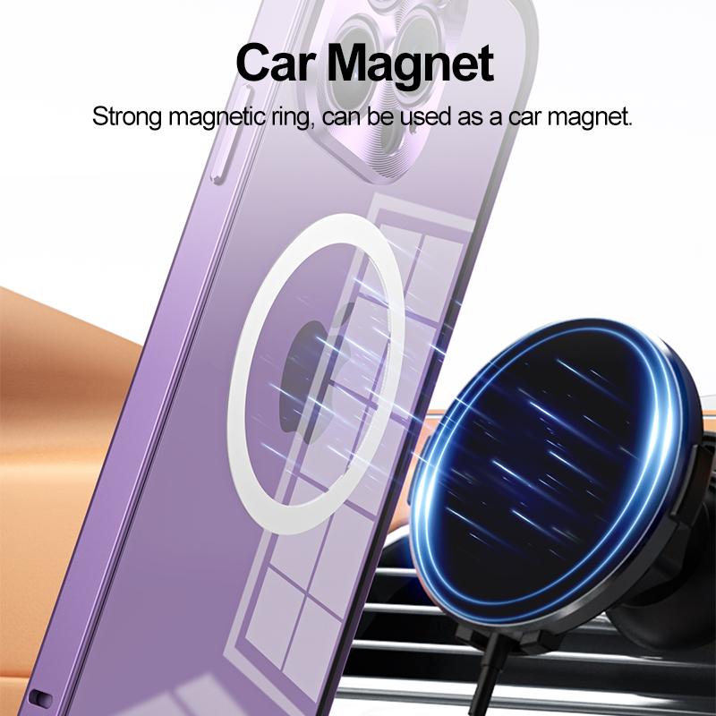 Aluminiumrahmen für kabelloses Laden, Aluminiumrahmen, magnetische Hülle für iPhone 15, 14, 13, 12 Pro Max, Objektivglas, schützende HD-transparente Rückwandplatine