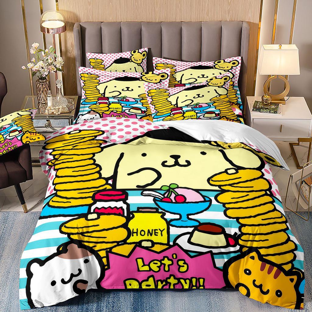3D Digital Printing Cartoon Animation Children'S Bedding Pudding Dog Three-Piece Set