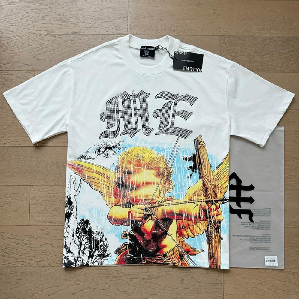 

Fashion T-shirt for Couples, Street Wear, Angel Print, Summer Top, Round Neck Short Sleeved T-shirt S