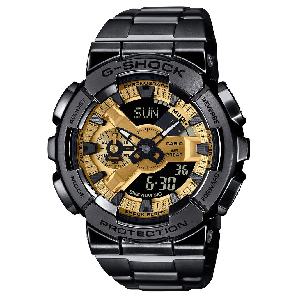 Casio Full Metal Black and Gold Watch Black G-Shock Analog-Digital GM110BD-1A9,