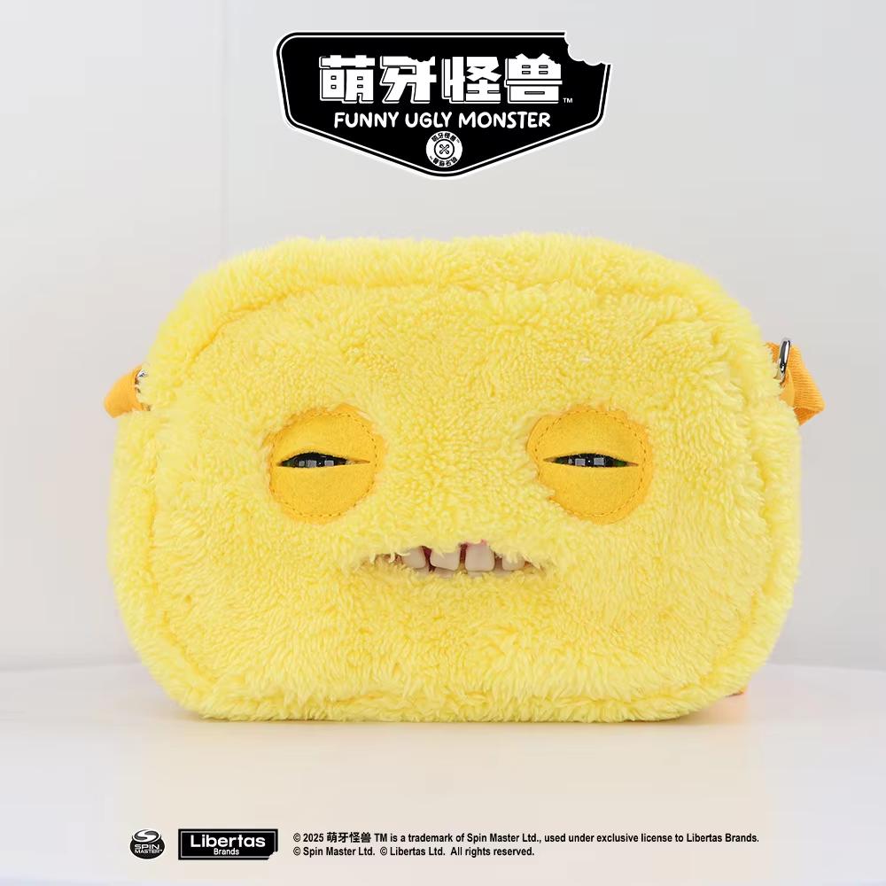 Genuine Funny Ugly Monster Plush Crossbody Bag Adjustable Strap Mr Button Screech Leopard Stuffed Doll Bag Gift