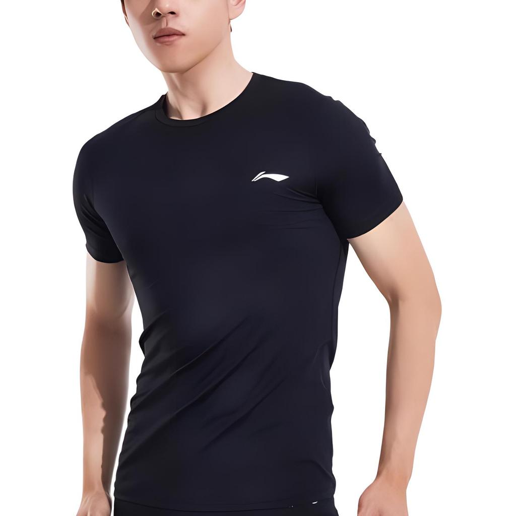 Li-Ning Quick-Drying Breathable Fitness Sports Short Sleeve T-Shirt Men Tops Black ATSP309