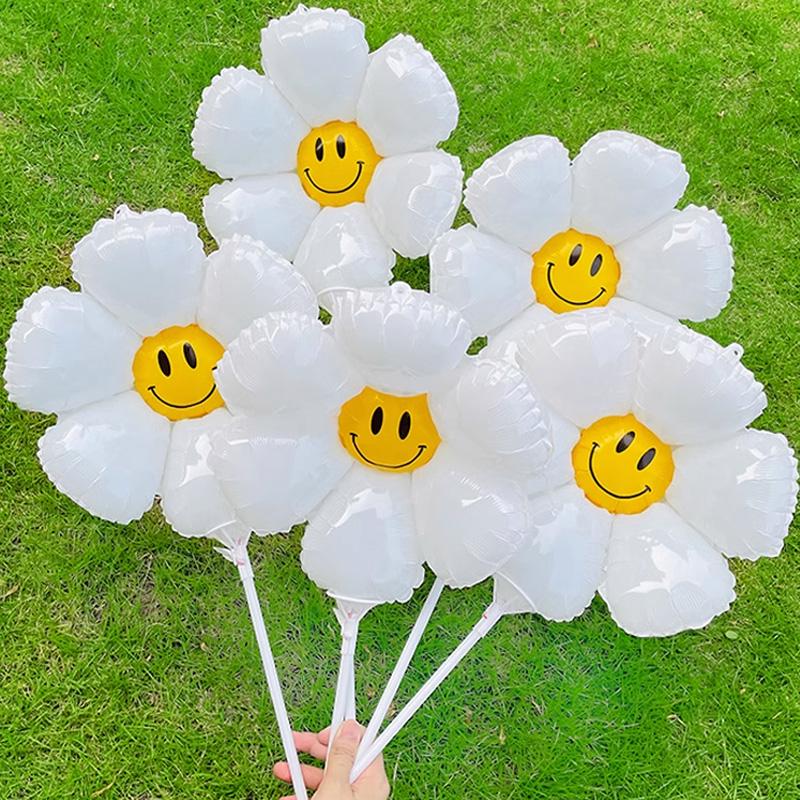 Large Smiley Face Sunflower Balloon for Children's Day Table Decoration