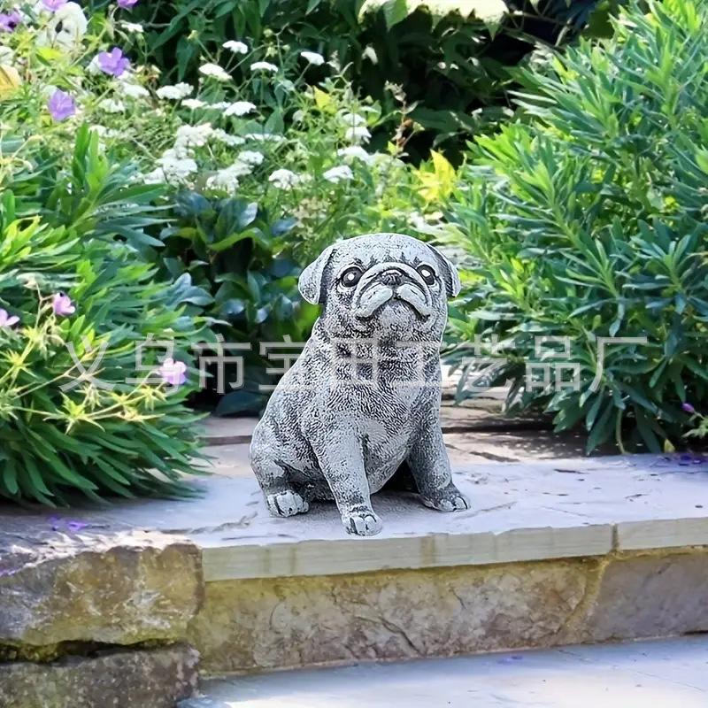 Смола симуляция щенок бульдог скульптура орнамент для сада на открытом воздухе украшение сада животное смола ремесло орнамент
