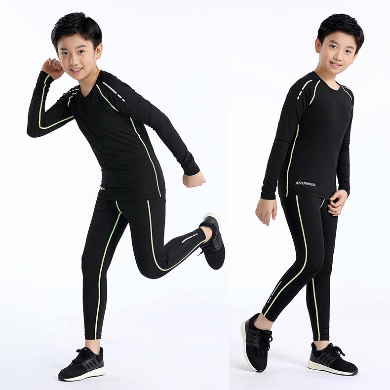 Kids' Quick-Dry Sports Compression Set: Summer Thin Long Sleeve and Pants