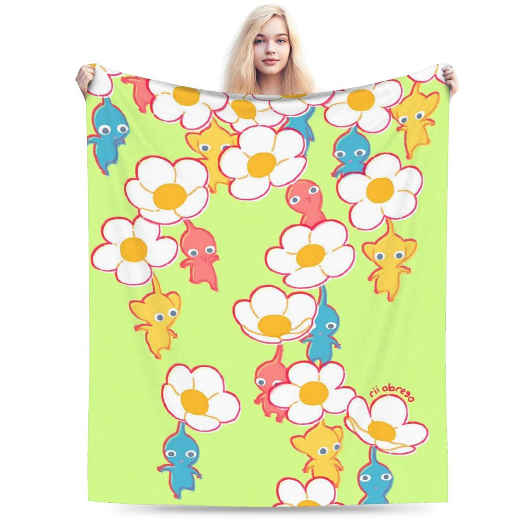 Pikmin Game Blanket Quality Super Warm  Throw Blanket Winter Kids Adult Living Room Fluffy Bedspread