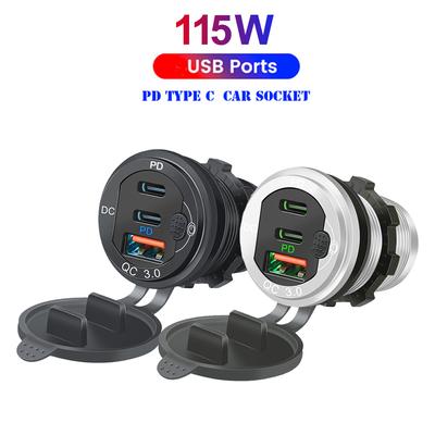 115W Aluminiumlegierung PD Autoladegerät - QC3.0 & Typ-C, IP66 Wasserdicht, Premium Metalldesign