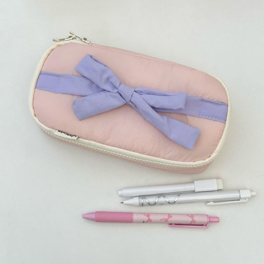 Desktop Storage Bow Stationery Bag Large Capacity Bow Pencil Pouch Korean Style Pencil Case  School