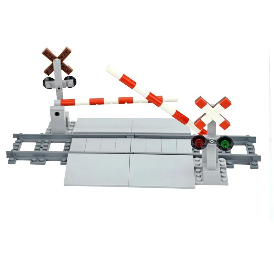 DlY Train Station Building Blocks Rail Crossing Railway Buffer Educational City Express Children Birthday Toys Compatible Brand