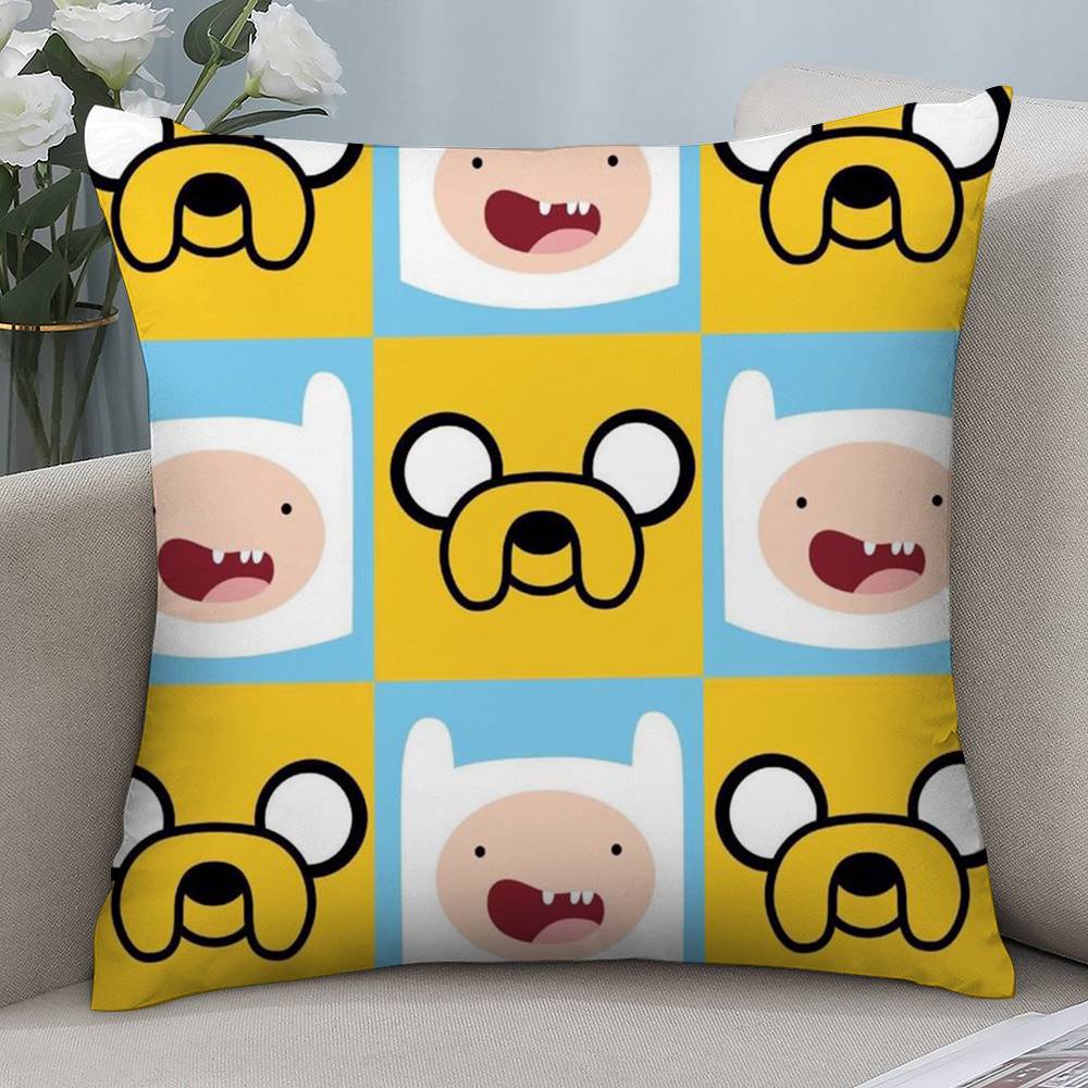 Anime A-Adventure Time Pillow Case Short Plush Double-sided Print Square Throw Pillow Covers Sofa Home Cushion Decor