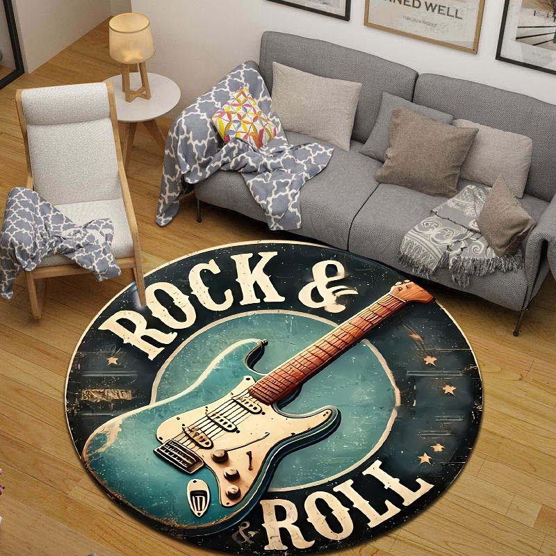 Decorative Round Mandala Multicolor Area Rug, Non-Slip Floor Mat for Bedroom