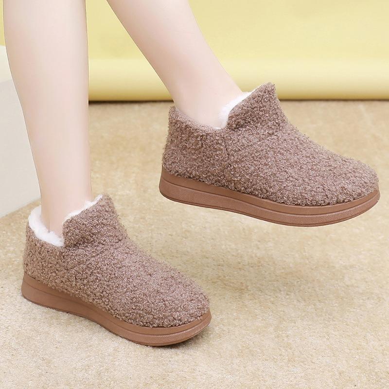 Winter Lazy Flat-bottomed Beijing Cotton Shoes Cotton Shoes Velvet One-pedal Warm and Comfortable Versatile Snow Boots Women