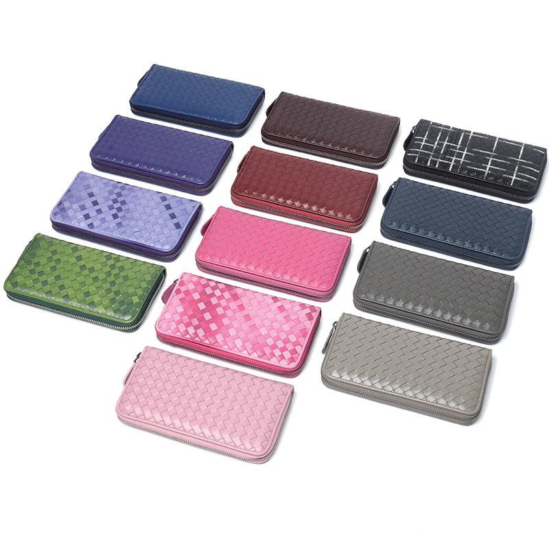 Damen Leder Geldbörse Handgewebte Erste Schaffell Herren Und Damen Geldbörse Brieftasche Lange Clutch