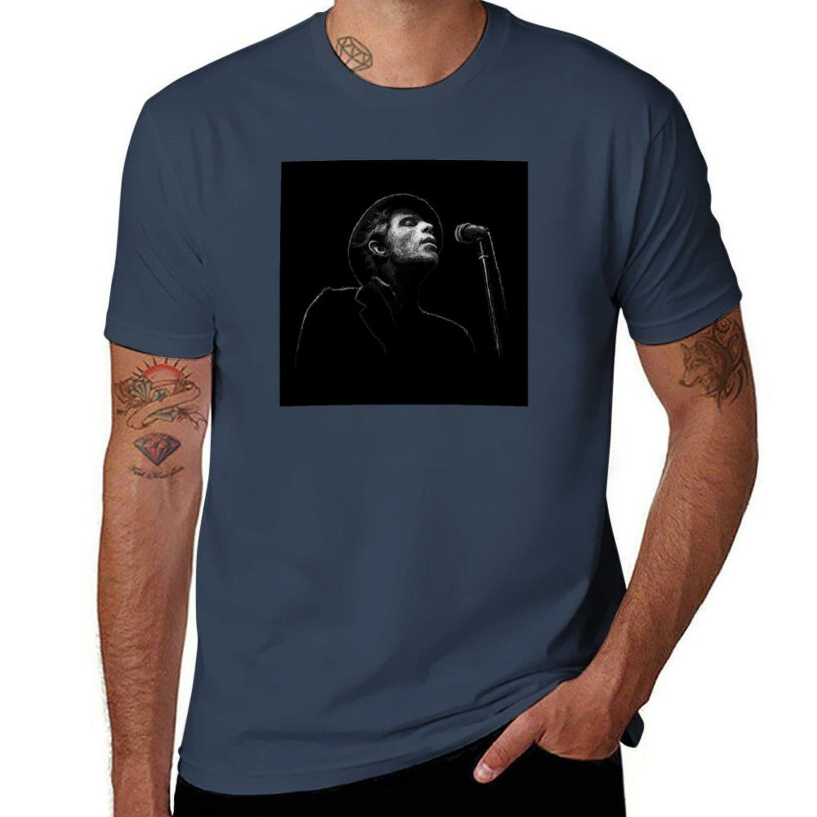 Tom Waits Portrait Black and white Scribble art TShirt Basic All Season Solid TShirt S