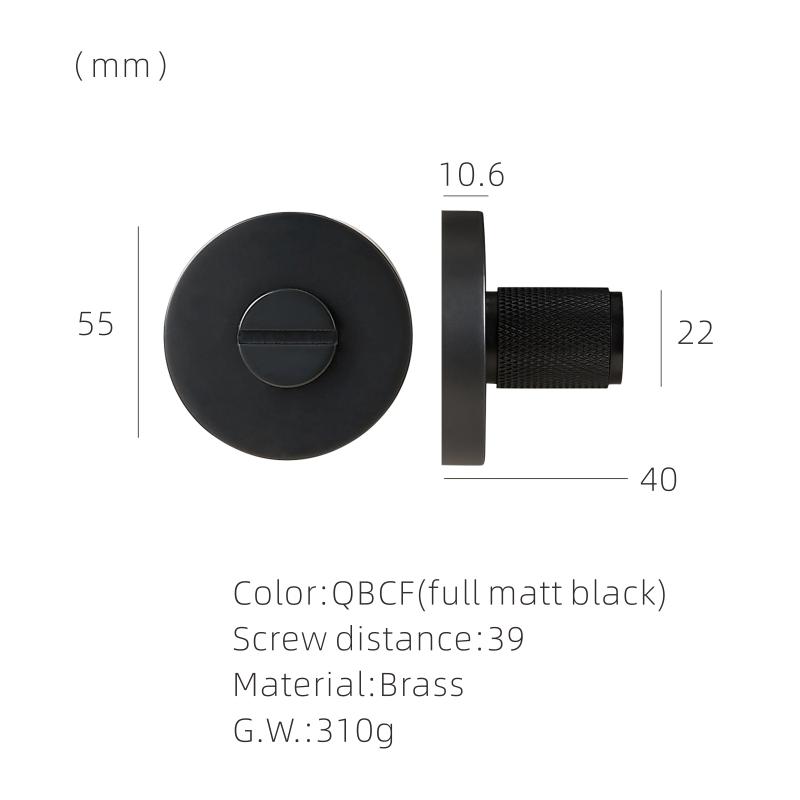 DOOROOM Brass Door Lock Key Escutcheon Plates Knurled Striped Thumbturn for Inside Door Room Bathroom Thumb Turn