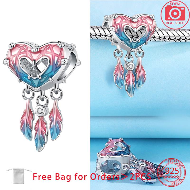 Orginal Copper Hearts Dream Charm For Bracelet Bead Jewelry Charm For Woman Making Fine Jewelry Gift Diy Acccessory