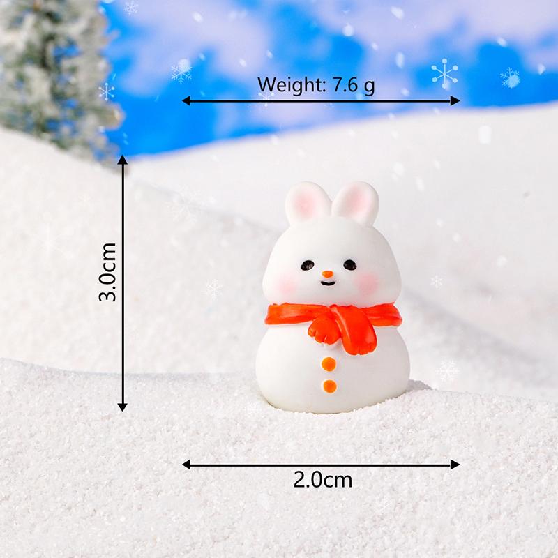 Mini Christmas Snowman Figurine Cartoon Snow Rabbit Micro Landscape Ornament Car Interior Home Desktop Decoration