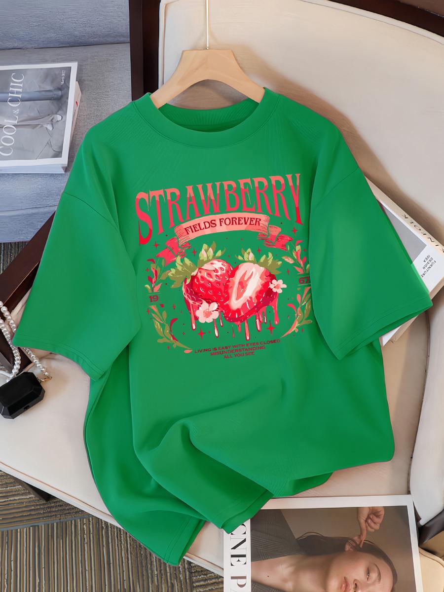 

Футболки с принтом Strawberry Fields Forever Женские Дышащая хлопковая футболка Хип-хоп Свободная уличная одежда На каждый день 4XL