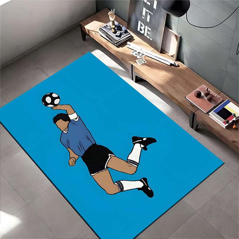 Soccer Player Jumping Artwork suitable as a non-slip mat for the living room or bedroom sofa