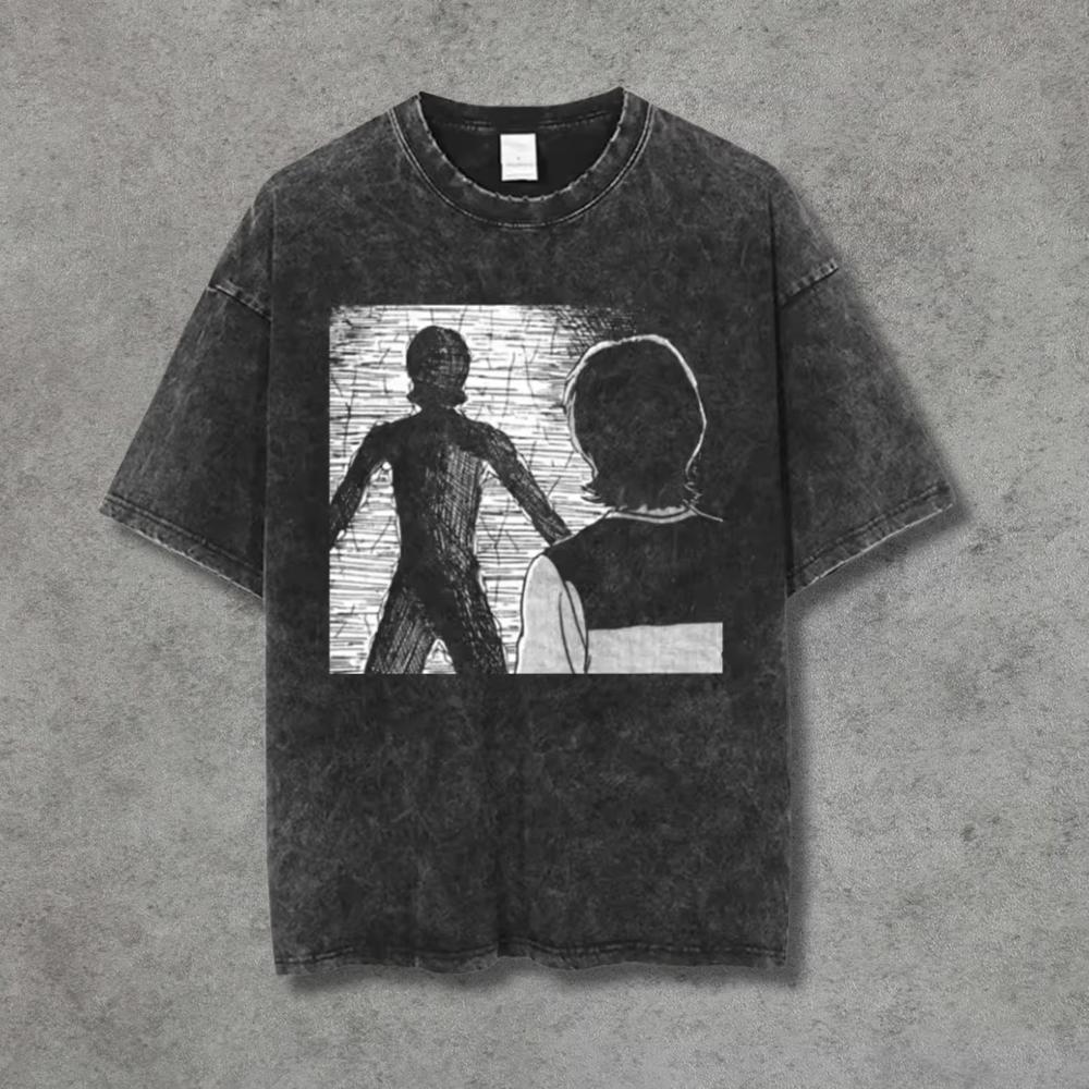 Maglietta Grafica Horror Manga Tomie Vintage Lavata Estetica Gotica Streetwear Unisex Oversize Estiva Cotone Anime T-shirt Abbigliamento