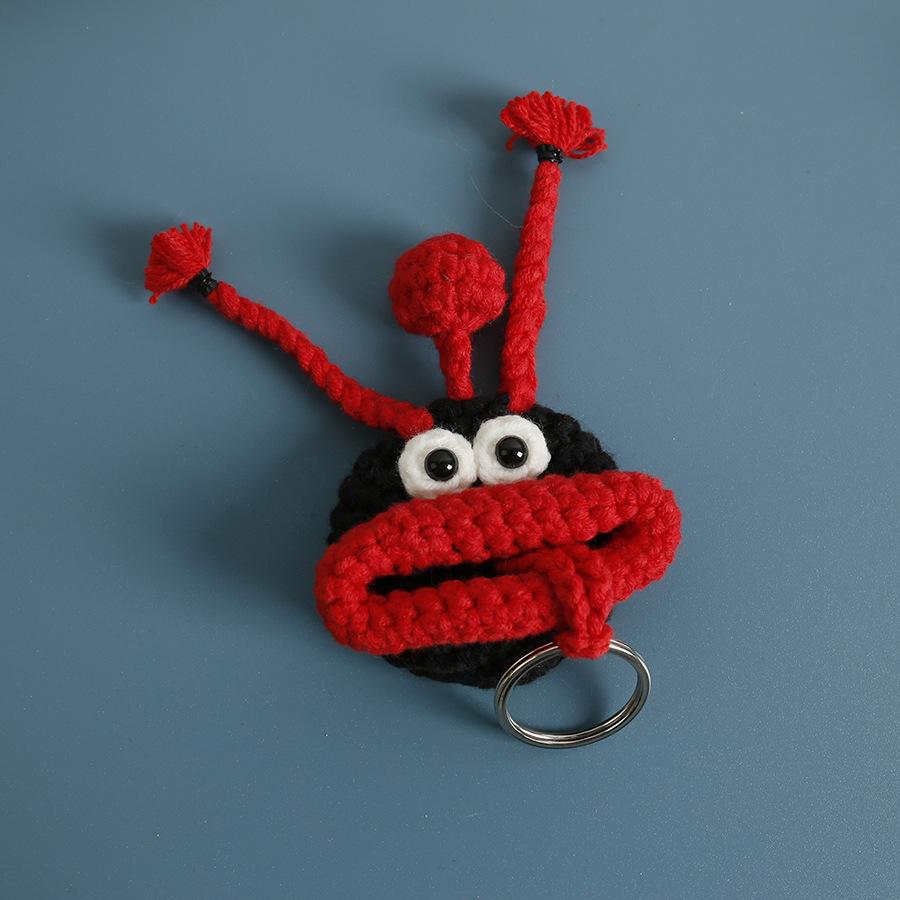 Funny Sausage Mouth Doll Series Crochet Bag Keychain For Car Keys Holder Knitting Doll Keyrings For Key Storage Custom Accessory
