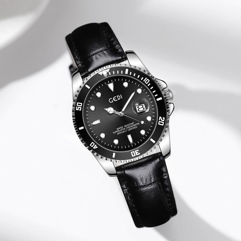 Green Water Ghost Men'S Watch Leather Bamboo Pattern High Value Watch Calendar Luminous Premium Couple Watch