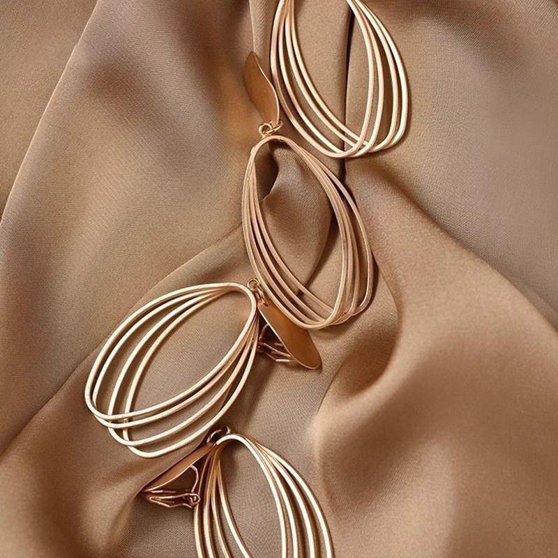 Retro Matte Gold Earrings, Women's Hong Kong Style New Trendy Earrings, Temperament Metal Earrings, Cool Style Ear Accessories