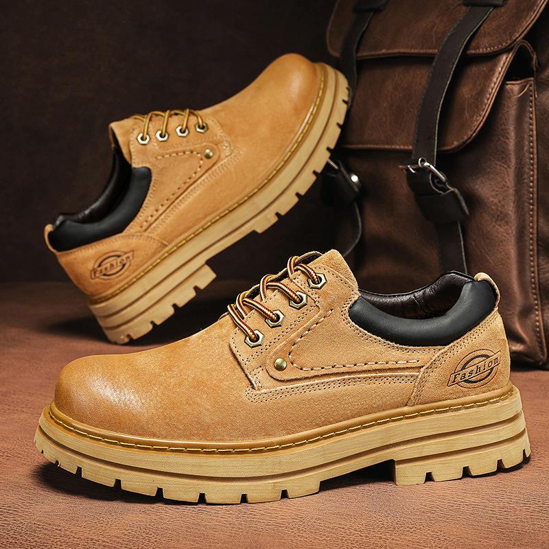 New autumn leather low-top Martin boots casual leather shoes retro platform heightening big head shoes