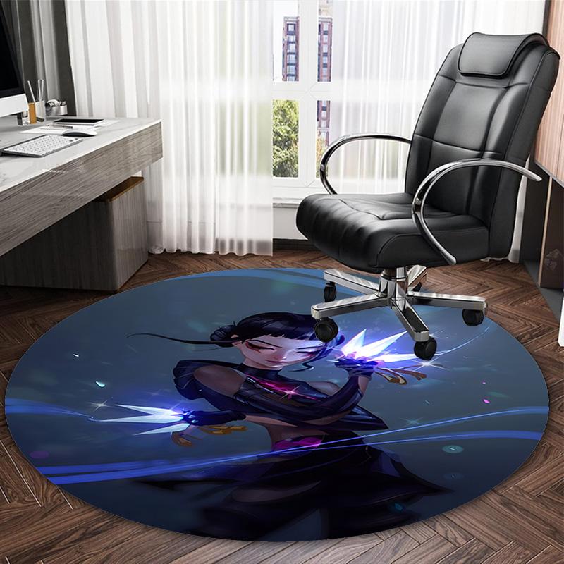 1pz KPop Demon Hunters ZOEY3 Stampa Tappeto Rotondo Sedia Tappeto Rotondo Adatto per Camera da Letto Soggiorno Tappeto Decorativo per la Casa