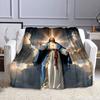"Jesus with Glorious Light In Clouds" Patterned Flannel Blanket Perfect for the Bedroom Living Room, Sofa, or a Little Nap