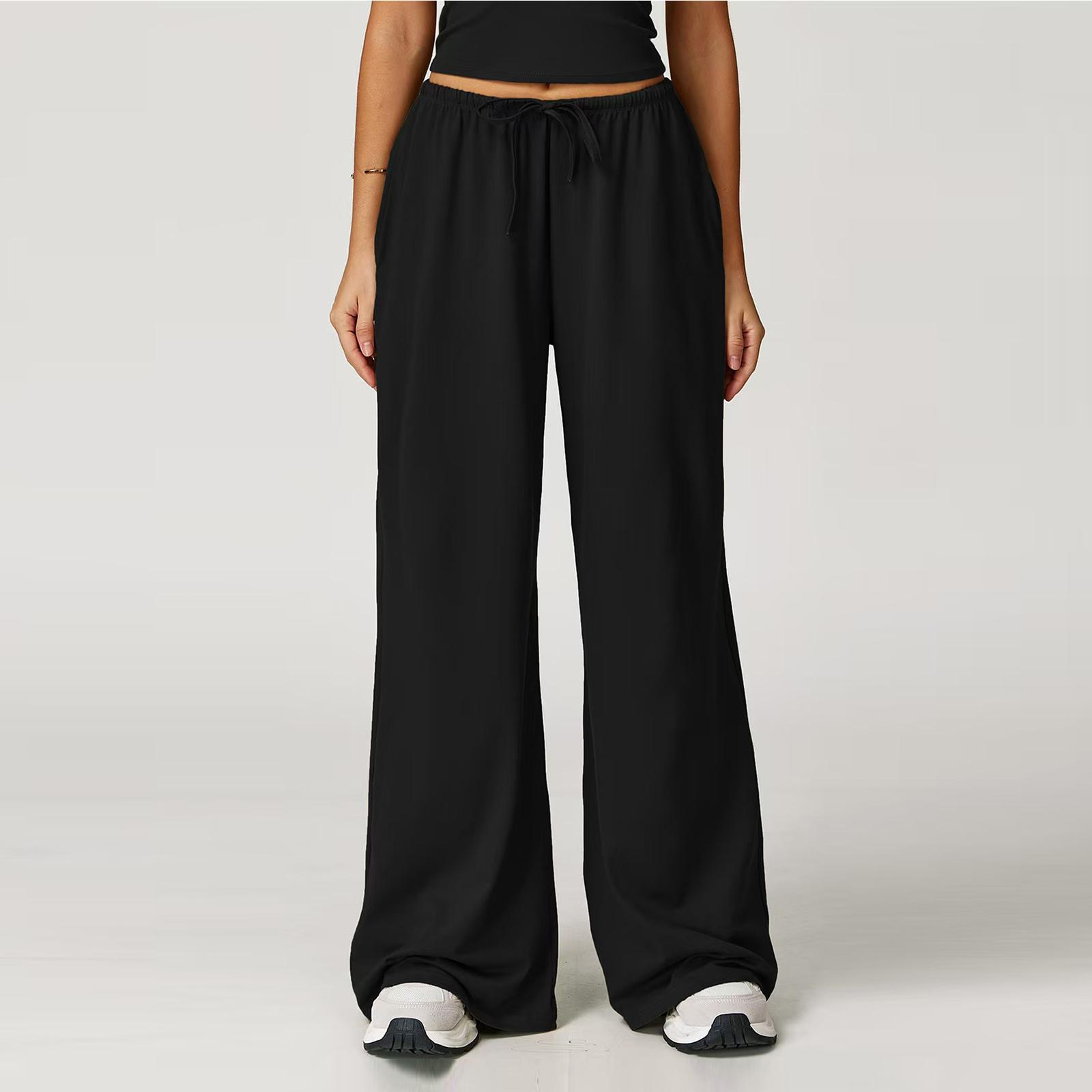 

Women s Versatile Casual Relaxed-Fit Elastic Waist Drawstring Pants M чорний