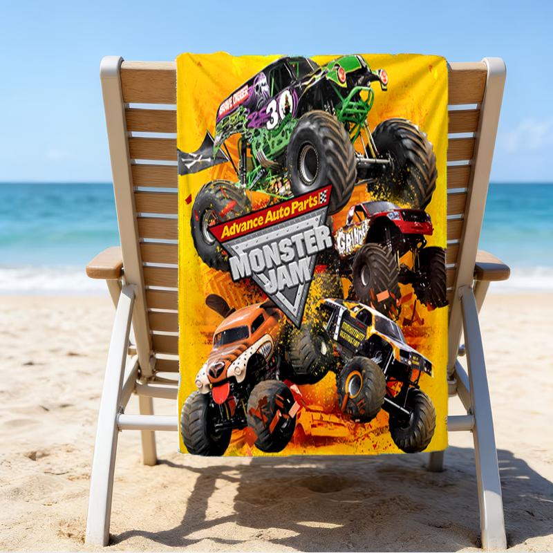 Beweis Strandtuch mit einem Monster Jam Muster - weich, saugfähig, schnelltrocknend, maschinenwaschbar - perfekt zum Schwimmen, Camping, Baden