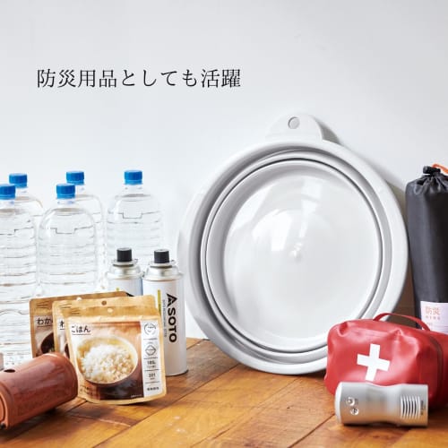 ISETO Soft Tub, Gray, 12L, 40.5cm W x 42.6cm D x 4.5-16.5cm H, Made in Japan, Foldable, Heat-Resistant (100C), with Hook, Hanging, Footbath, Soaking,