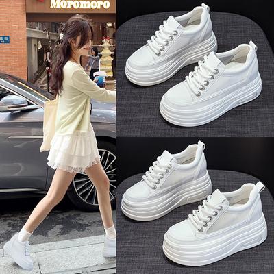 Platform Muffin Shoes Women's Spring New Rhinestone Lace-up Small Height-increasing Sports Shoes High-end Casual Shoes