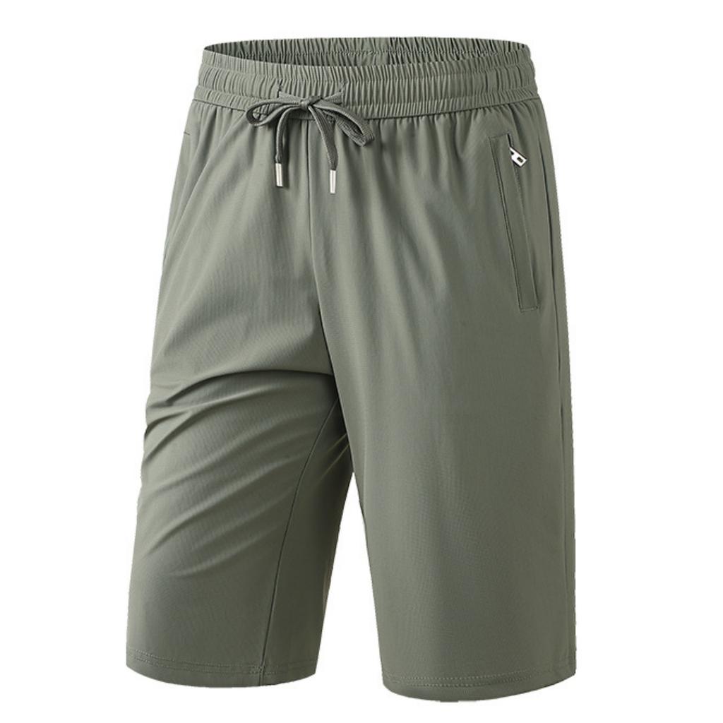 Men Loose Fit Lightweight Breathable Quick Dry Sports Capri Shorts with Elastic Waistband and Zipper Pockets for Outdoor Activities
