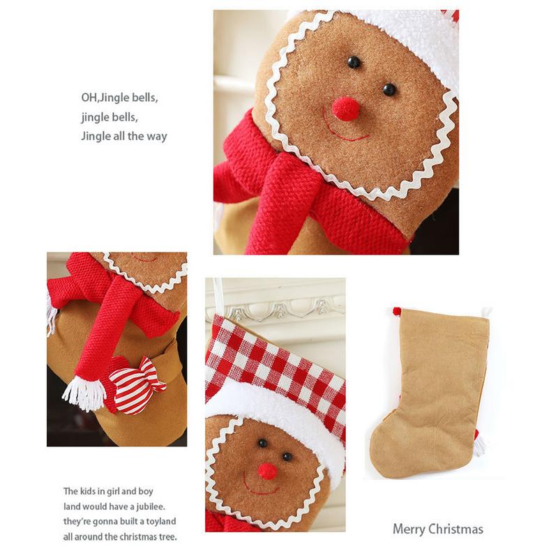 Gingerbread Men Stocking Christmas Characters Large Stocking Sock Holiday Decoration Christmas Tree Ornament For Doorknob Window