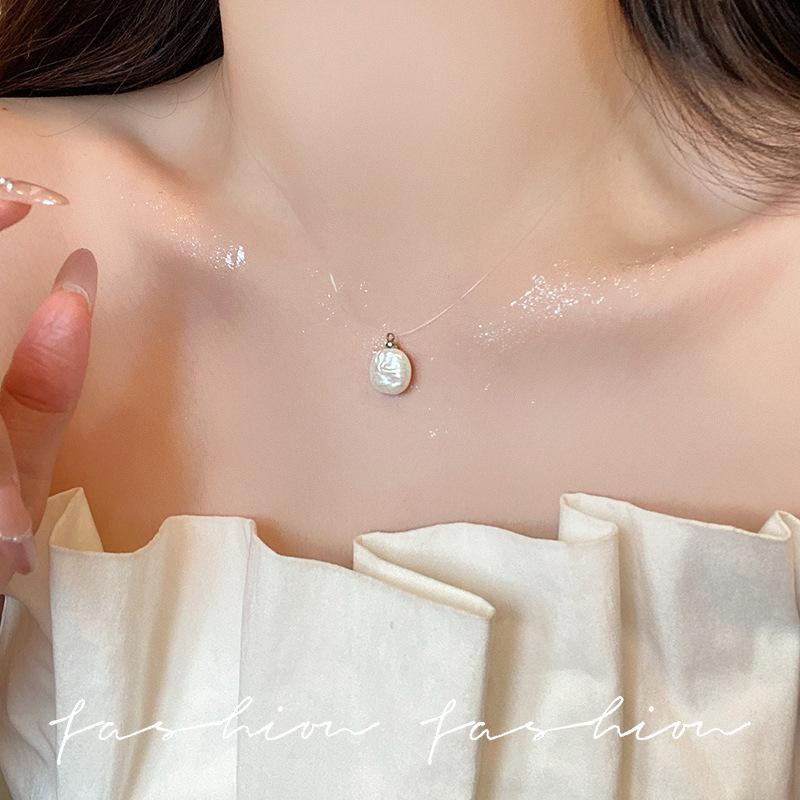 Ins Wind Pearl Necklace Design Collarbone Chain Love Pendant Jewelry