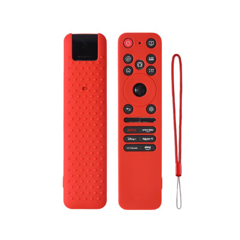 

1Pcs Silicone Protective Case With Lanyard Shockproof Soft Shell Remote Control Case ForLG MR25GA OLED Smart TV Remote Control красный