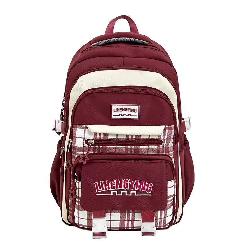 Schoolbag Korean Version of Mori Primary School Student Schoolbag Female High-value Plaid Contrasting Color College Style Middle School Student