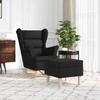 Rocking Chair with Footstool Black Fabric