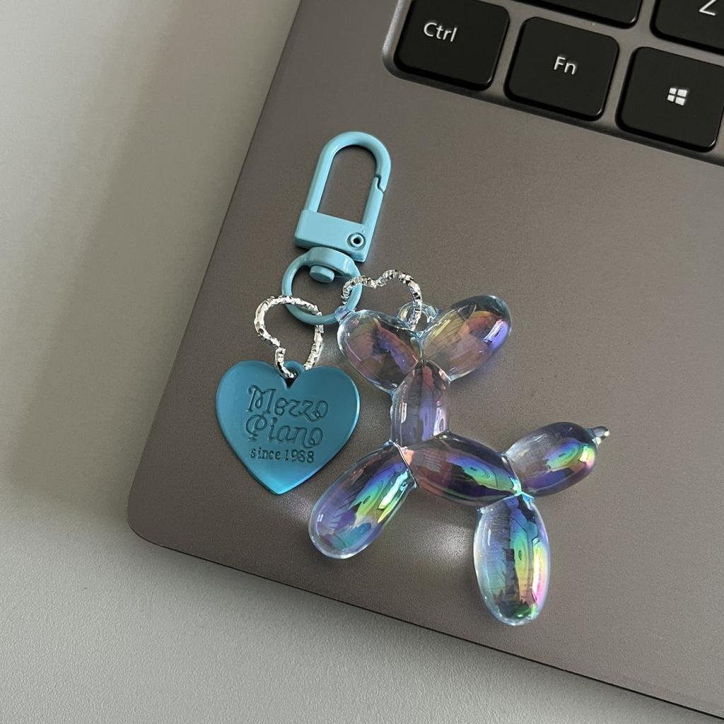 New Candy Color Sweet Resin Balloon Dog Keychain for Women Girls Animal Shaped Phone Chain Key Buckle Accessories Bag Pendant