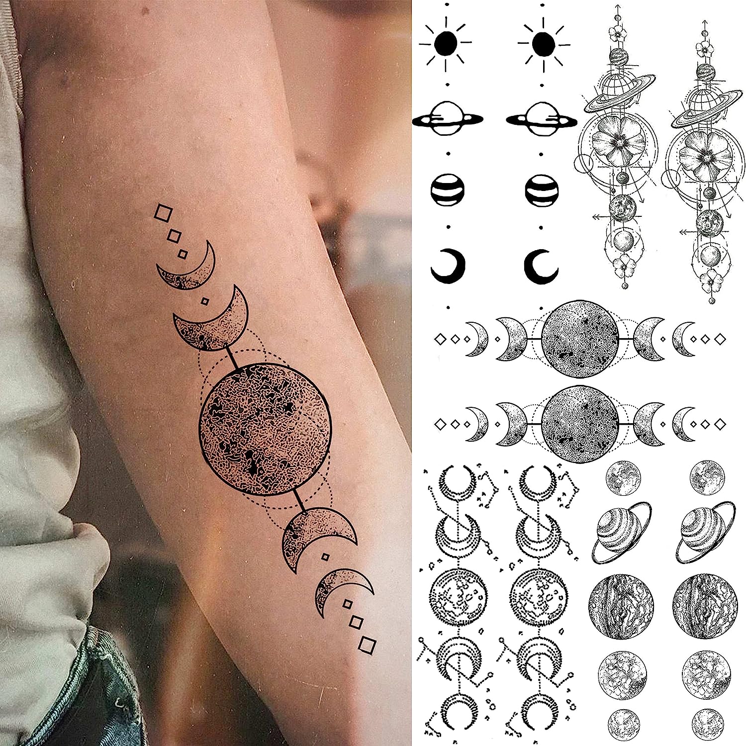20 Feuilles Tatouage éphémère Espace BSITSSS - Astronaute, Planètes, Fusées, Temporaires Pour Enfants, Fêtes, Anniversaires