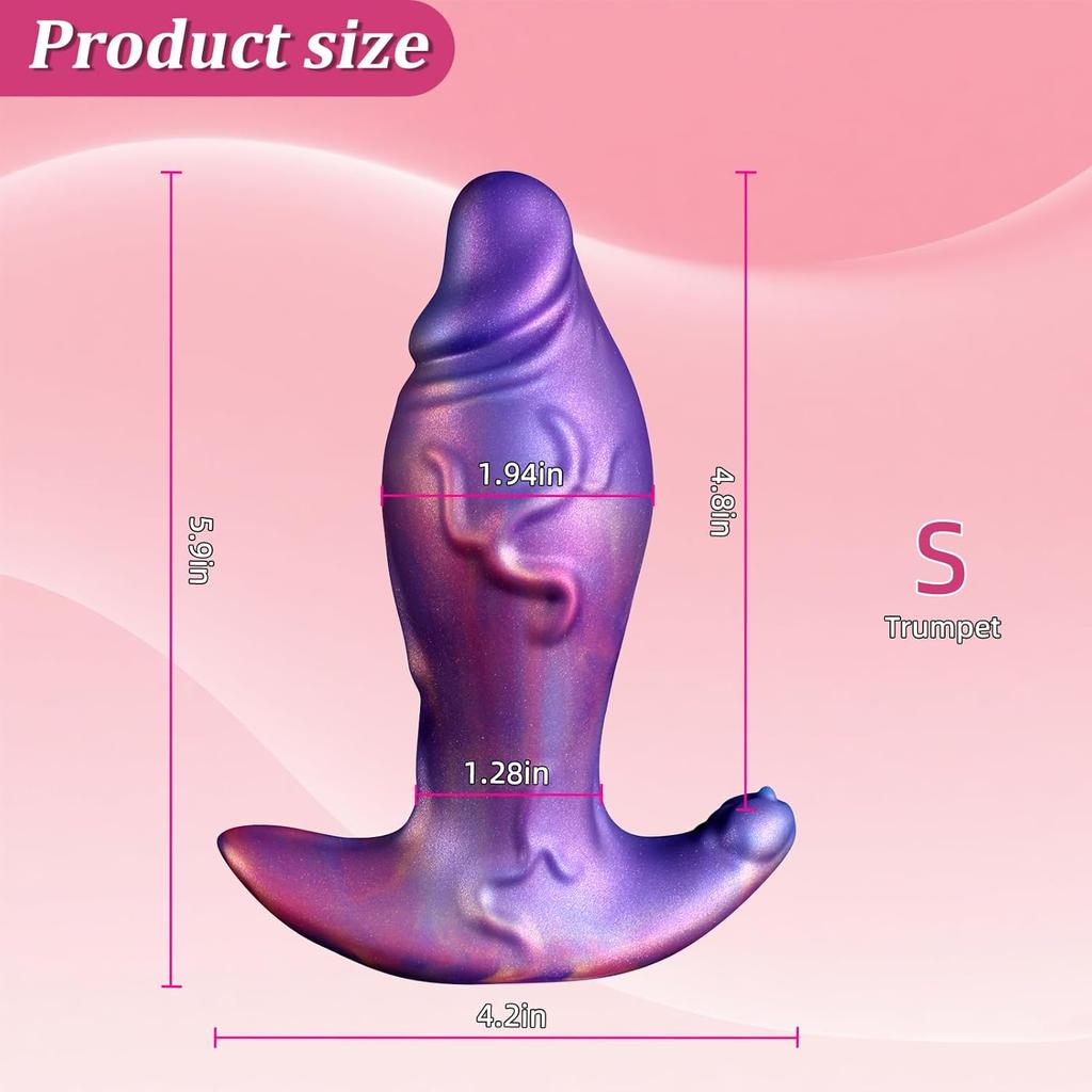 Big Head Sex Toys Anal Plug for Adults,Premium Liquid Silicone Colorful Flexible G Spot Clitoral Vagina Anal Toy for Women Men Couples.(S)